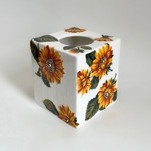 Vintage Malveira Portugal Spring Summer Sunflower Pearls Tissue Box Cover
